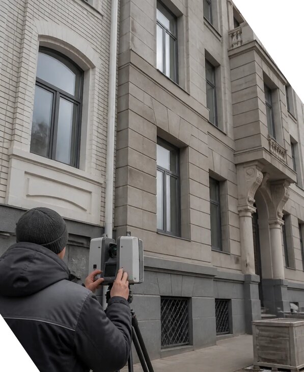 Лазерное сканирование фасадов зданий для обследования в Белебее